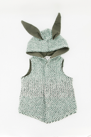 Vestă din lână fiartă -Mint/Kaki Iepuras [1]