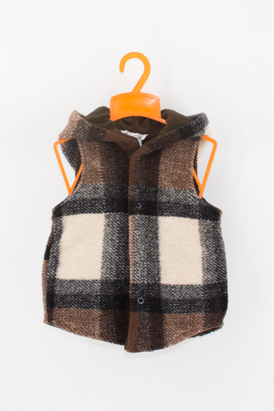 Veste din Lână - Vestă din lână - Maro Carouri