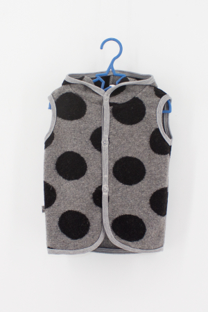 Veste din Lână - Vestă subtire din lână fiartă - Gri Buline