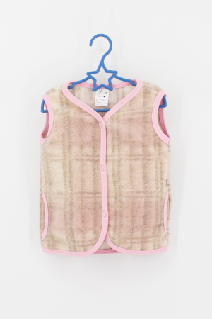 Veste din Lână - Vestă subtire din lână fiartă - Ilic Roz