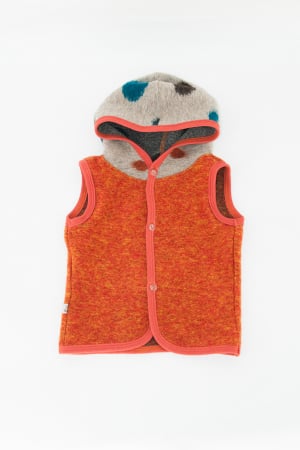 Veste - Vestă subtire din lână fiartă - Caramiziu Buline