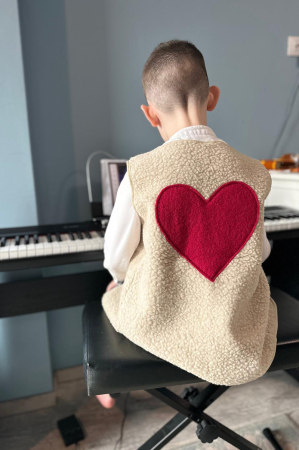 Veste - Vestă tip Cojoc - Crem Hart