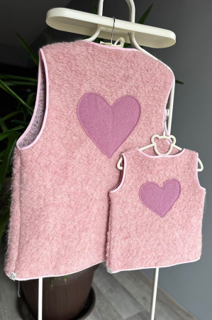 Veste - Vestă tip Cojoc -Roz Hart