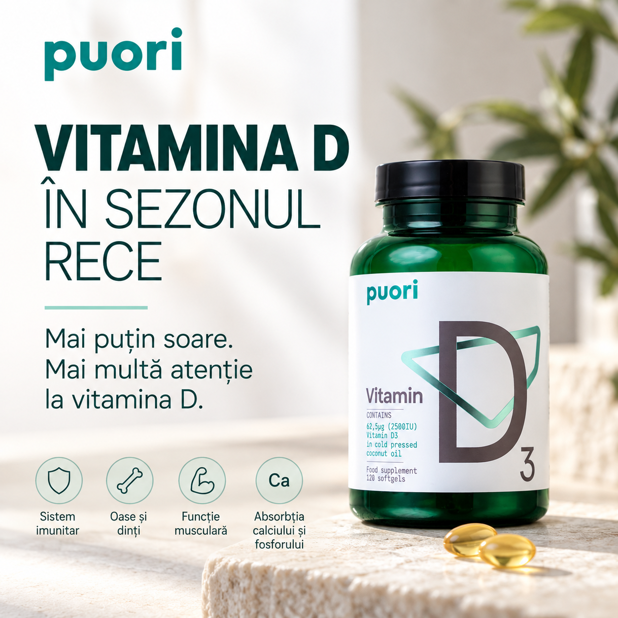 Vitamina D în sezonul rece: rol, surse și suplimentare
