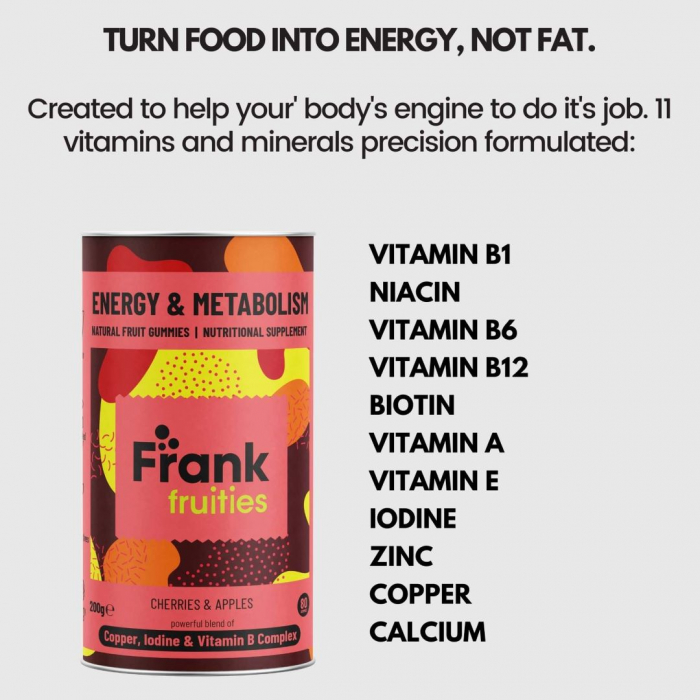 Energy & Metabolism – Drajeuri din fructe (Cirese si Mar) fortificate cu Vitamina B, Cupru si Iod [3]