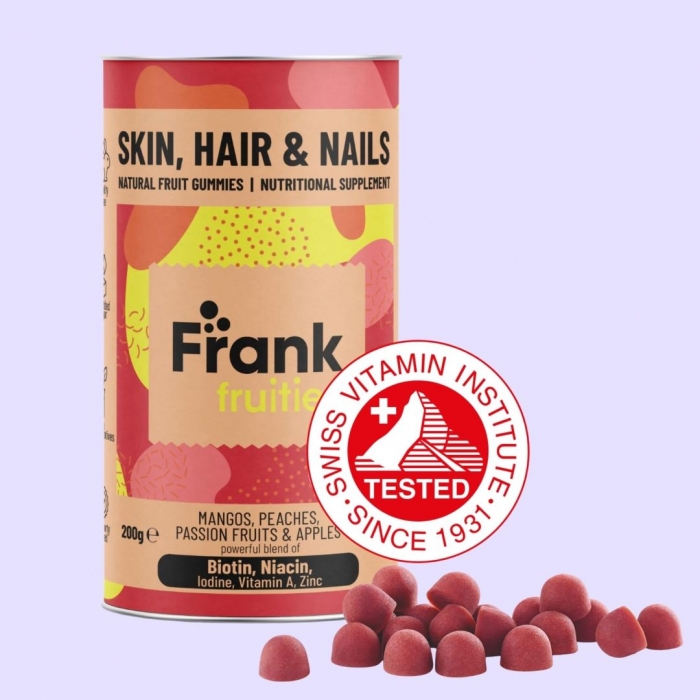 Skin, Hair & Nails – Drajeuri din fructe (Mango, Piersici, Fructul Pasiunii si Mar) fortificat cu Biotina, Niacina, Iod si Vitamina A [1]