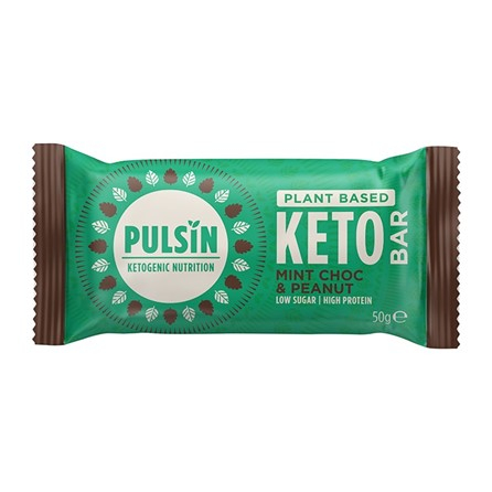Baton Proteic Keto cu Ciocolata, Menta si Arahide, PULSIN, 50g [1]