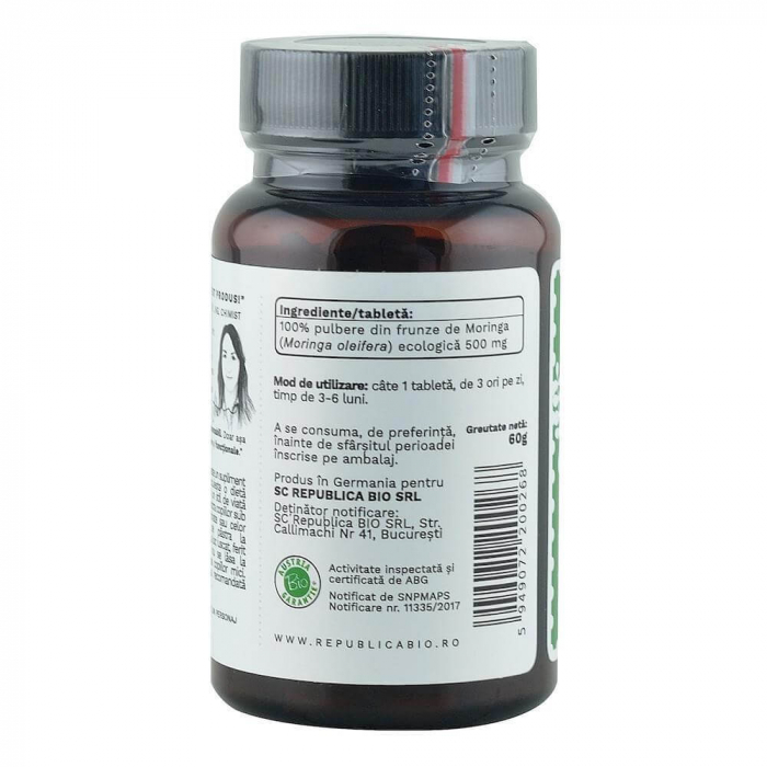 Moringa Ecologica din Israel (500 mg) Republica BIO, 120 tablete [3]