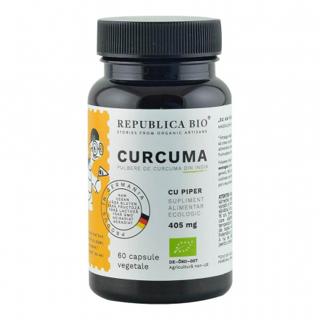 Superalimente - Curcuma Ecologica (Turmeric) din India (405 mg) Republica BIO, 60 capsule