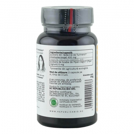 Curcuma Ecologica (Turmeric) din India (405 mg) Republica BIO, 60 capsule [2]