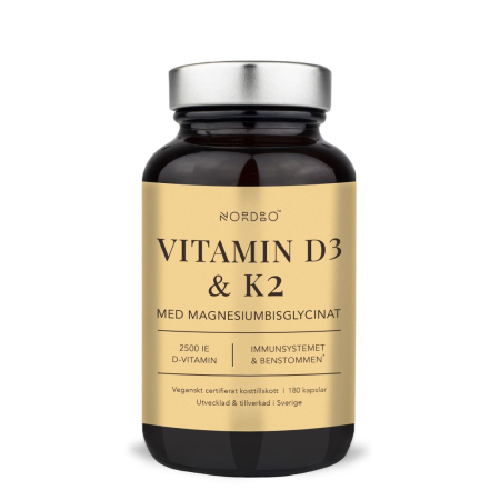 Vitamine si Minerale - NORDBO Vitamina D3 (2500UI) & K2 & Magneziu Bisglicinat 180 capsule