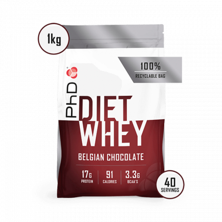 Proteine din Zer - PhD Diet Whey Protein Ciocolată Belgiană 1kg