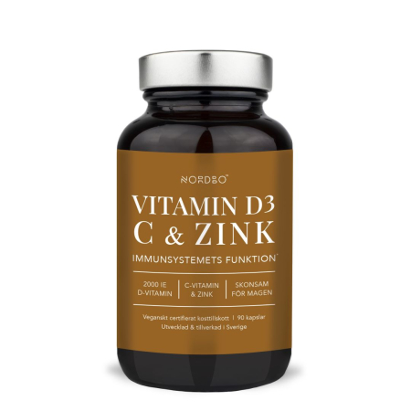 Vitamine si Minerale - Vitamina D3, C & Zinc , NORDBO, Vegan, 90 capsule