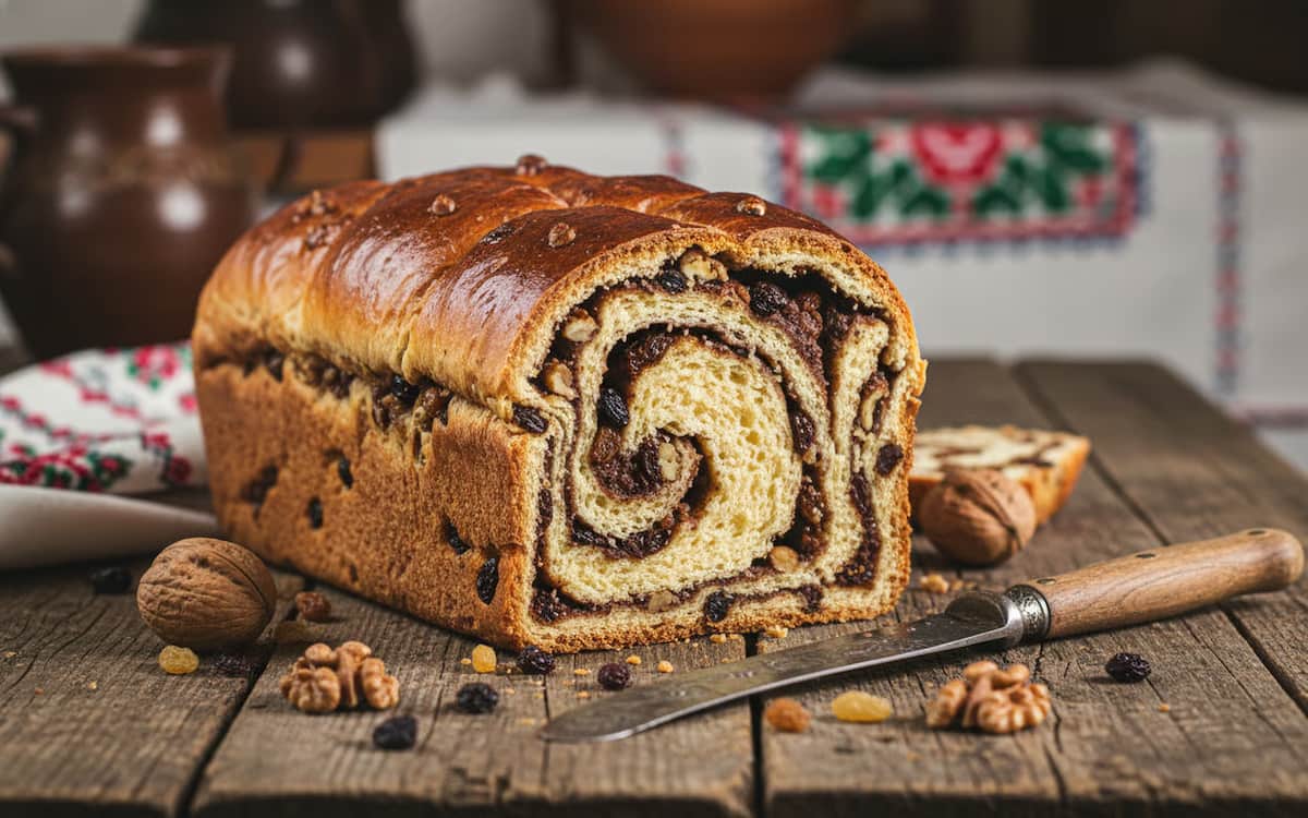 2 Retete mixer cu bol - cozonac traditional romanesc taiat felii cu umplutura vizibila