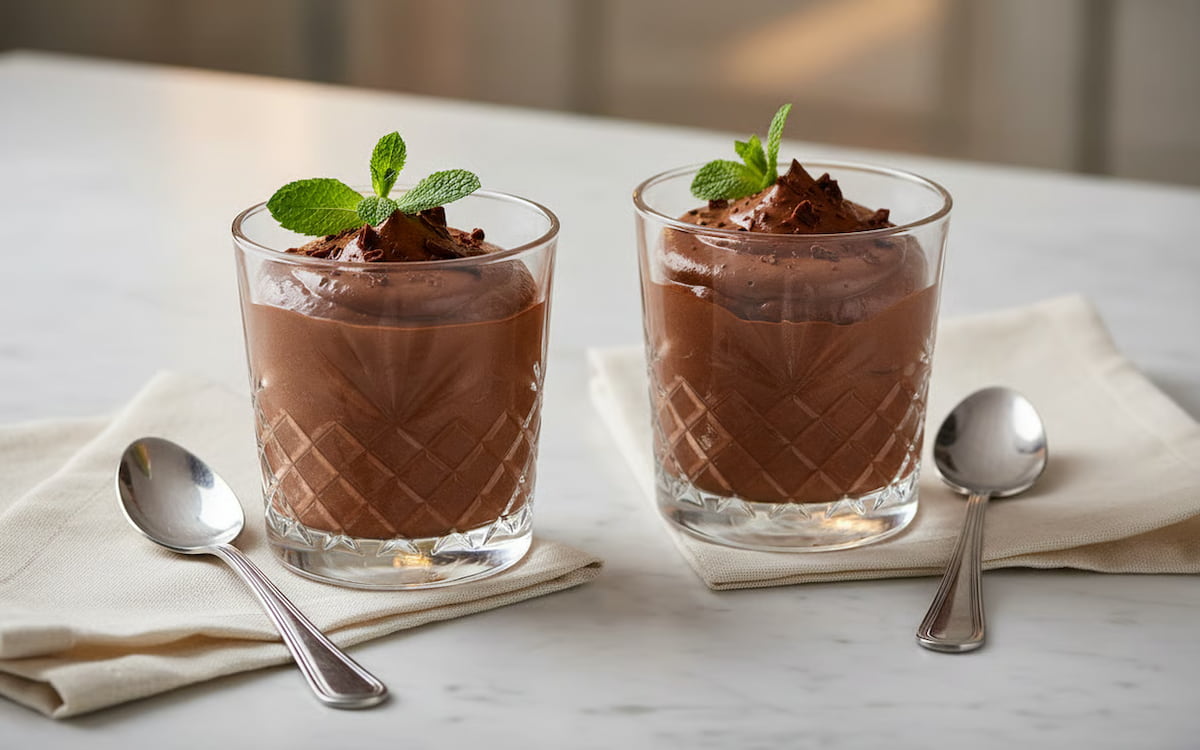 4 Retete mixer cu bol - Mousse de ciocolata elegant prezentat in pahare de cristal