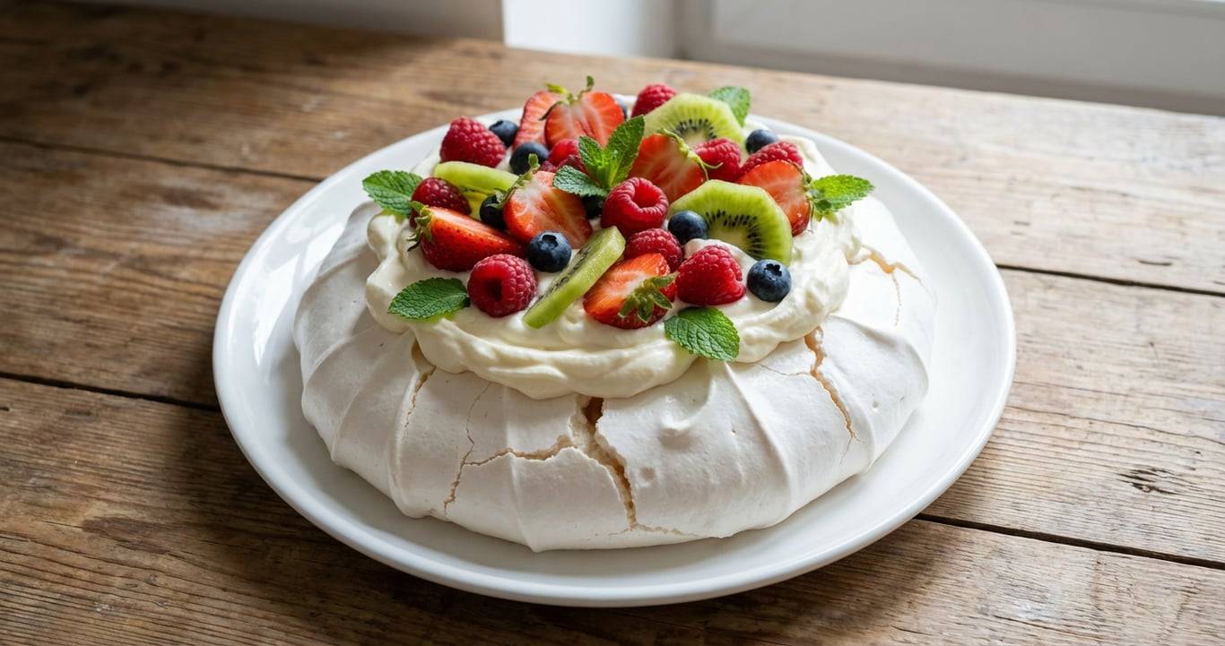 Ce este pavlova si de ce merita sa o incerci -pavlova, farfurie, blat de bucatarie 