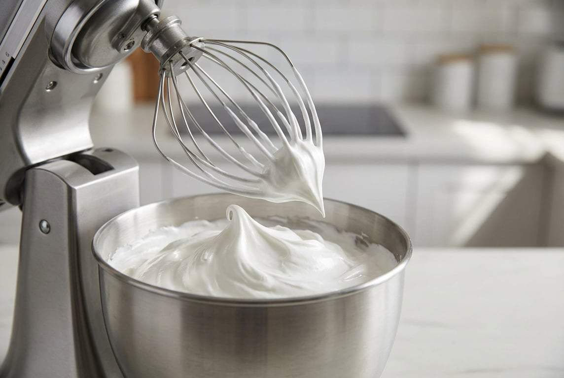 Cum se face bezea pentru pavlova - pasi detaliati - mixer cu bol, bezea