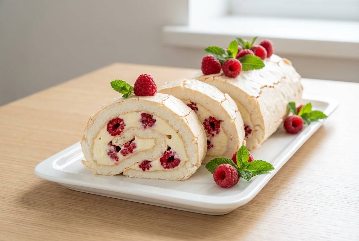 Variante de pavlova - rulada de bezea si alte idei creative - rulada, farfurie, zmeura