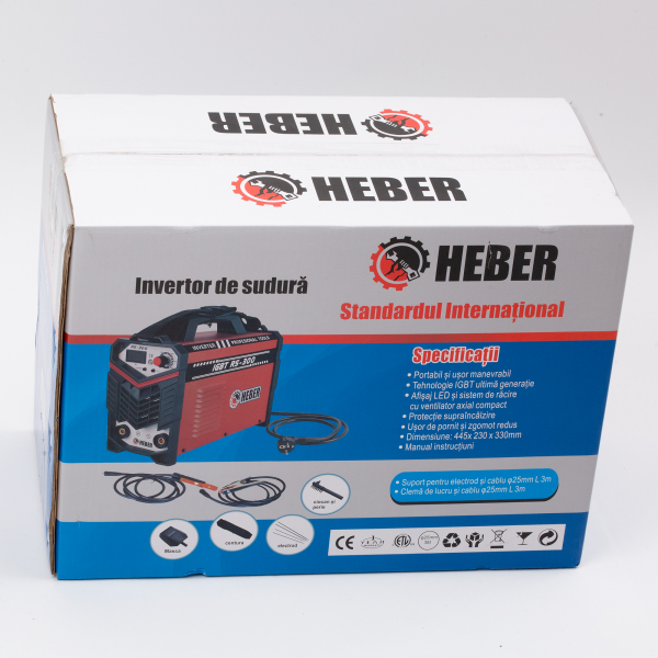 Invertor de sudura HEBER® RS-300, 300 A, electrod 1.6 - 5 mm, afisaj digital, lungime cabluri 3 metri + accesorii de sudura incluse [3]