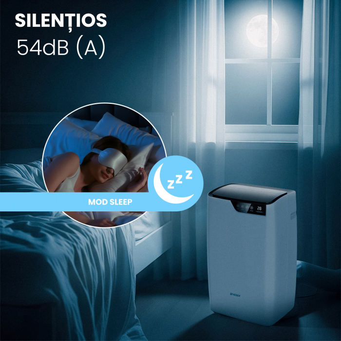 Aparat aer conditionat portabil 9000 BTU Heber®, SMART COOL, Wi-Fi, 3 in 1 Racire, Dezumidificare, Incalzire, Smart Life Gama 2025 [4]