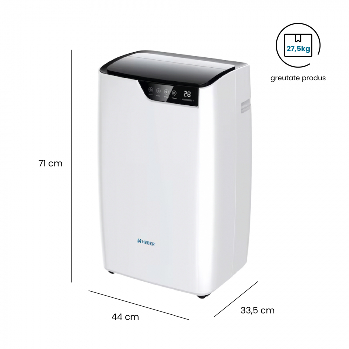 Aparat aer conditionat portabil 9000 BTU Heber®, SMART COOL, Wi-Fi, 3 in 1 Racire, Dezumidificare, Incalzire, Smart Life Gama 2025 [12]