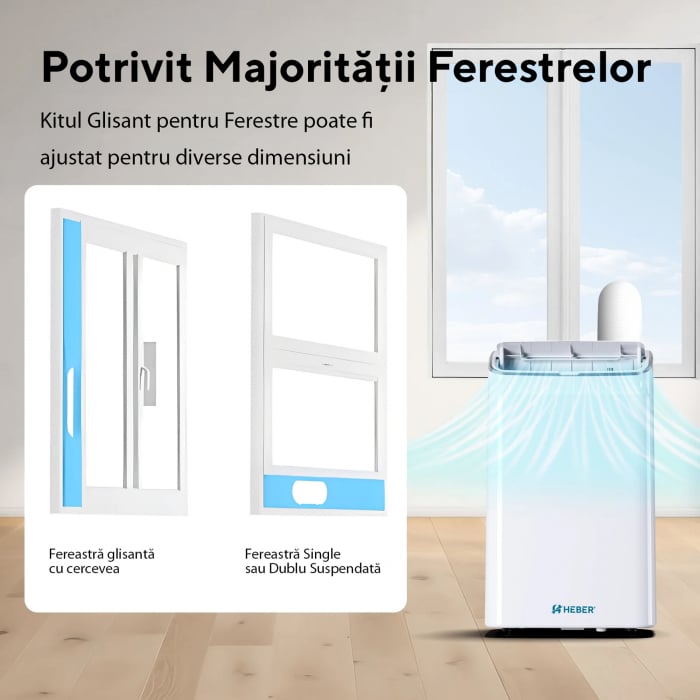 Aparat aer conditionat portabil Heber® 12000 BTU, SMART COOL, Wi-Fi, 3 in 1 Racire, Dezumidificare, Incalzire, Smart Life Gama 2025 [5]