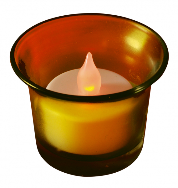 Candelă cu LED şi suport din sticlă, galben, 3V [2]