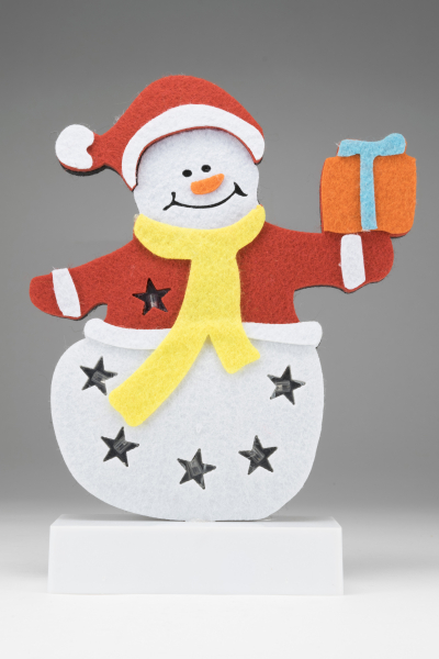Decor pentru masă cu LED, pâslă, om de zăpadă cu cadou, 4,5V [4]