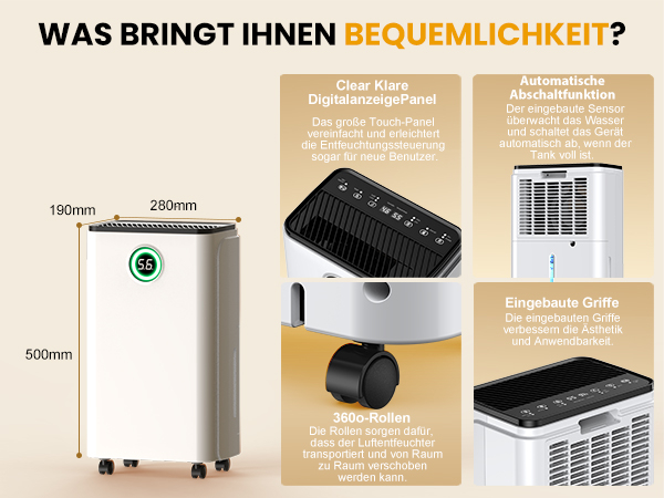 Dezumidificator Heber®, 12 l/zi afisaj si control digital, dezumidificare inteligenta, functie uscare haine, temporizator 24 de ore, WiFi, Smart Life [7]