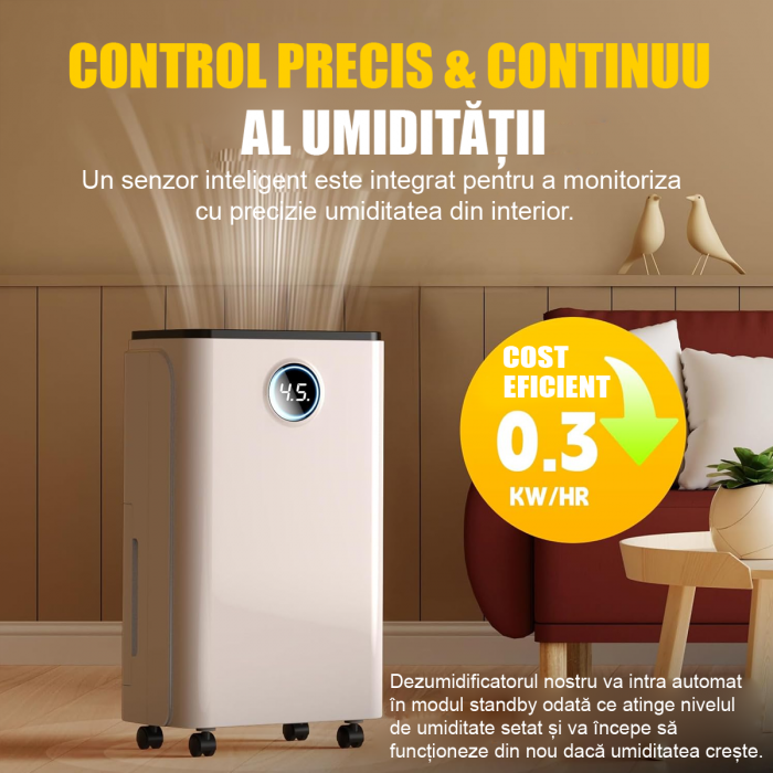 Dezumidificator Heber®, 12 l/zi afisaj si control digital, dezumidificare inteligenta, functie uscare haine, temporizator 24 de ore, WiFi, Smart Life [2]
