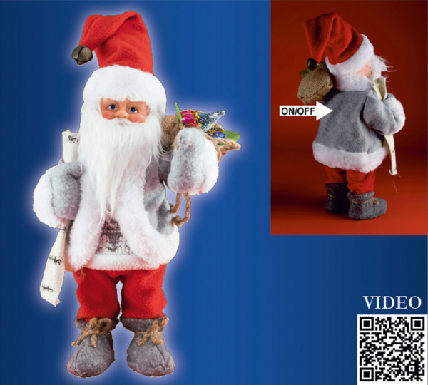 Figurină Moş care dansează şi cântă, 30 cm, roşu, 4,5V [7]