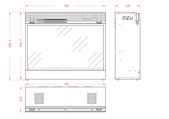 Focar electric cu sunet Mirabella, Dimensiuni (I*L*A) :610*705*225 mm [2]