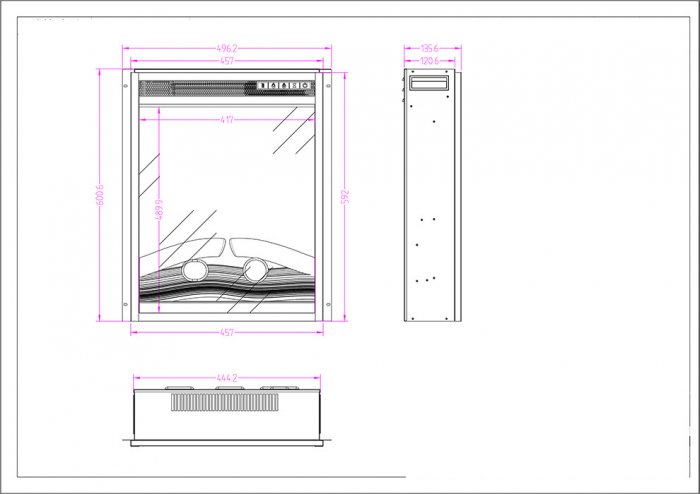 Focar electric incorporabil Miriam, dimensiuni (I*L*A) :600*457*140 mm, 1500 W, 2 trepte putere, Telecomanda [3]