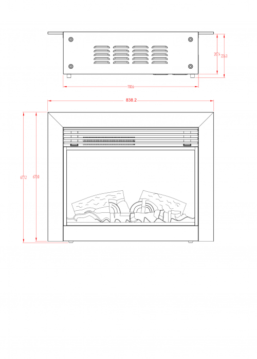 Focar electric incorporabil Richi, Dimensiuni (I*L*A) :645*817*225 mm, Efect de sunet, Telecomanda [3]
