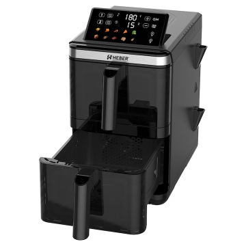 Friteuza cu aer cald dubla Heber® HBR-1105, 3000W, 12L, control digital, 40–200°C, 2 zone independente, negru [3]