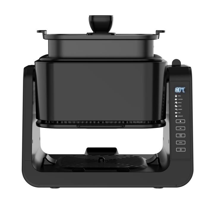 Friteuza cu aer cald Heber®, 1500W, 4 l, recipient gatire din sticla termorezistenta, 40-200°C, 7 programe, panou tactil, HBR-1107, negru [5]