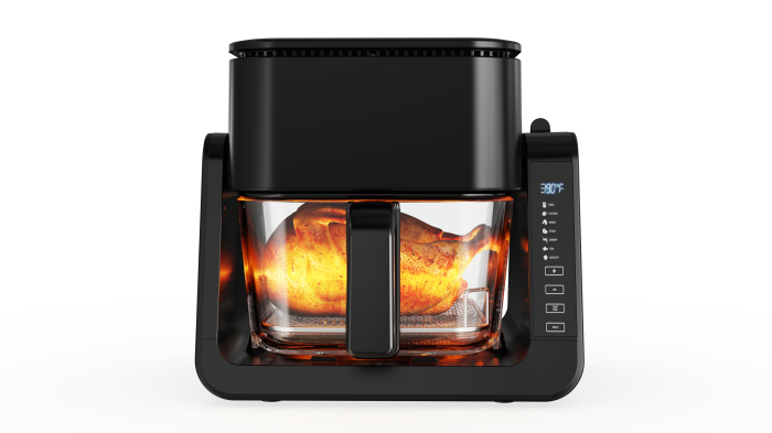 Friteuza cu aer cald Heber®, 1500W, 4 l, recipient gatire din sticla termorezistenta, 40-200°C, 7 programe, panou tactil, HBR-1107, negru [2]