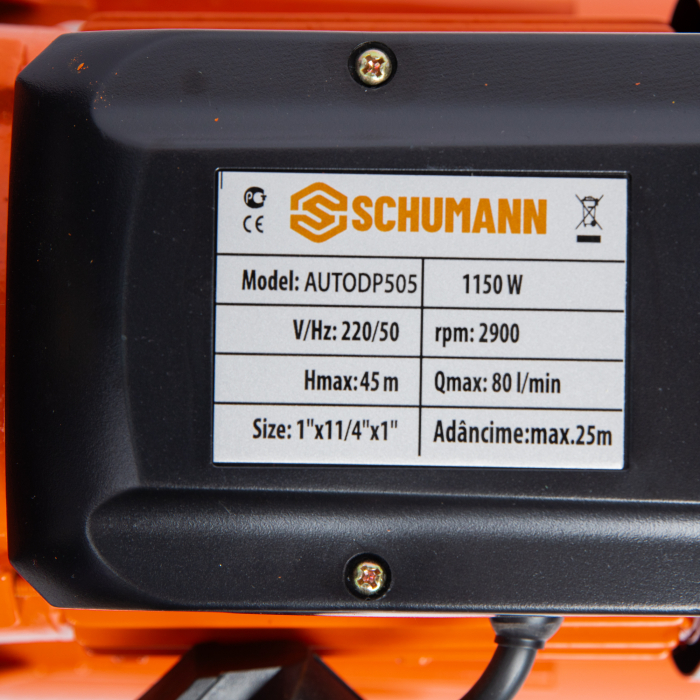 Hidrofor cu ejector, AUTODP505, Schumann®, 1500 W, 60L/min, H60m, rezervor 24 litri, adancime absorbtie 40 m [17]