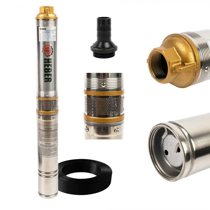 Kit Hidrofor 50L cu pompa apa submersibila multietajata 1.5KW, 5m3/Ora, Heber®, Sistem premium complet [3]