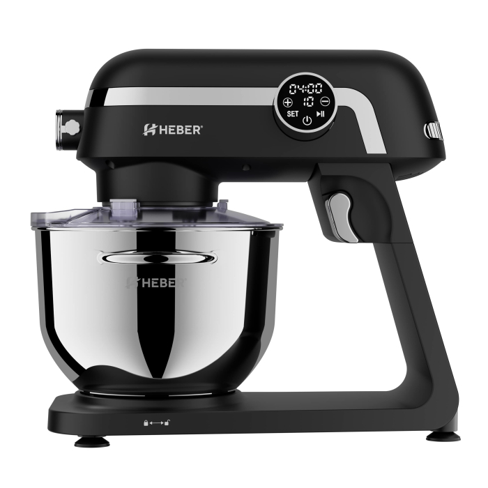 Mixer cu bol din inox Heber® HBR-1512N, 1800W, Carcasa metalica, 10 Viteze, Functie Pulse, Oprire automata, Miscare eliptica, Ecran digital tactil, Bol de 6L din Inox, 3 accesorii incluse Negru [6]