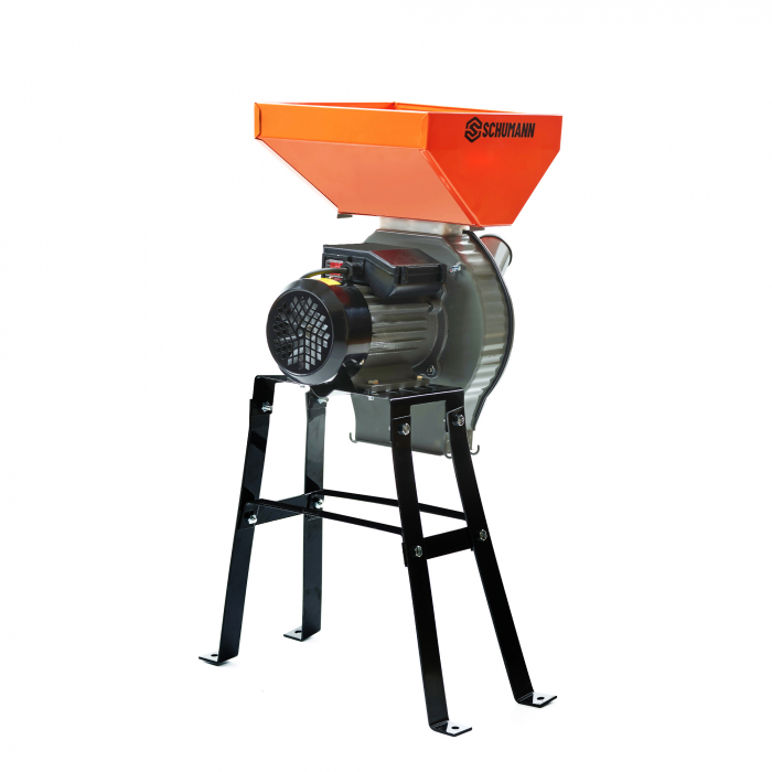 Moara electrica cu suport din metal pentru cereale si stiuleti (2 in 1), SCHUMANN®, Cuva Mare, motor 3,9 kw (100% cupru), 3000 rpm, 300 kg/h, 4 site de rezerva, 20 ciocanele [5]