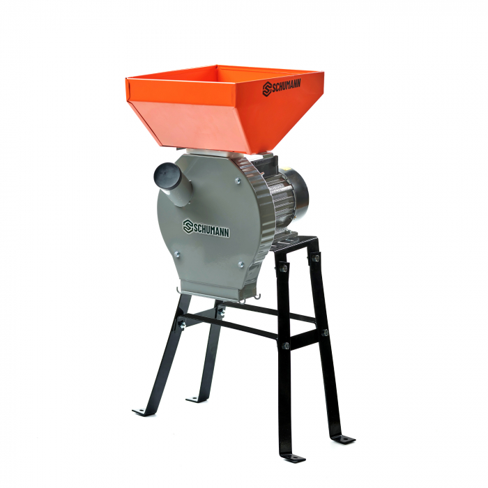 Moara electrica cu suport din metal pentru cereale si stiuleti (2 in 1), SCHUMANN®, Cuva Mare, motor 3,9 kw (100% cupru), 3000 rpm, 300 kg/h, 4 site de rezerva, 20 ciocanele [3]