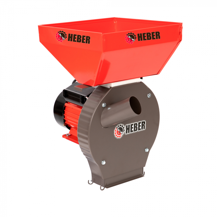 Moara electrica Heber®, 3.8 kw 3000 rpm motor 100% cupru, 300 kg/ora, cuva mare, 20 de ciocanele pentru cereale si stiuleti + sac, surubelnita, perie [2]