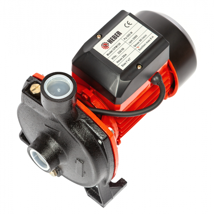 Pompa apa de suprafata, centrifugala, Heber®, CPM130, 500W, 2900rpm, inaltime de refulare 20 m, debit 80 l/minut [7]