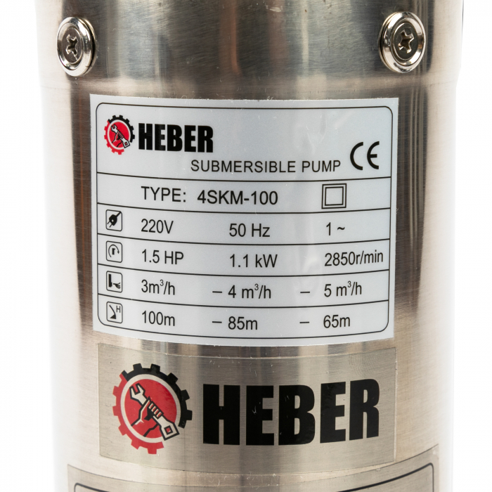 Pompa apa submersibila Heber® 4SKM-100, motor 1.1 kw, 3200l/h, inaltime refulare 70m [4]