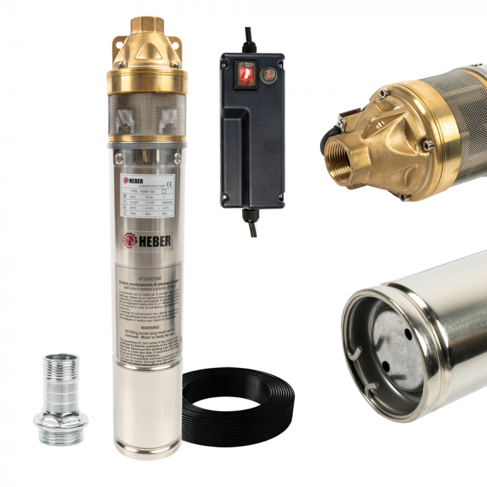 Pompa apa submersibila Heber® 4SKM-150, motor 1.2 kw, 3200l/h, cu panou de control, inaltime refulare 70m [2]