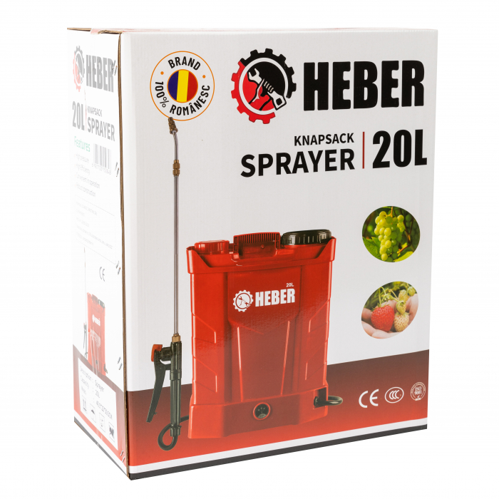 Pompa de stropit electrica, 20 litri, Heber®, regulator de presiune, 6 bari, cu acumulator, 5 duze incluse [12]