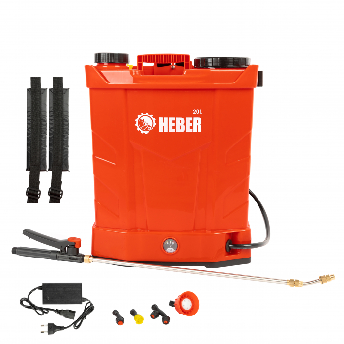 Pompa de stropit electrica, 20 litri, Heber®, regulator de presiune, 6 bari, cu acumulator, 5 duze incluse [4]