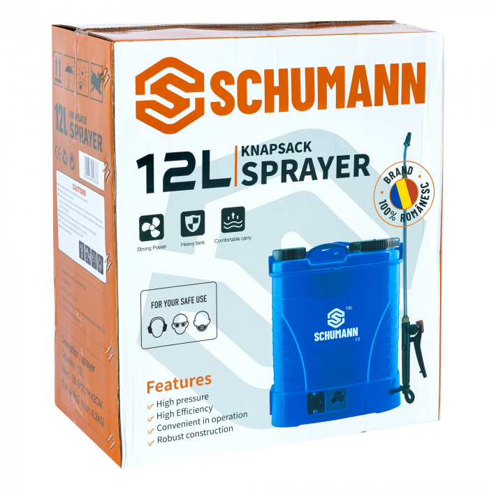 Pompa de stropit electrica, Schumann®, 12 L, acumulator, 6 BAR, regulator, 5 duze de stropire incluse [6]