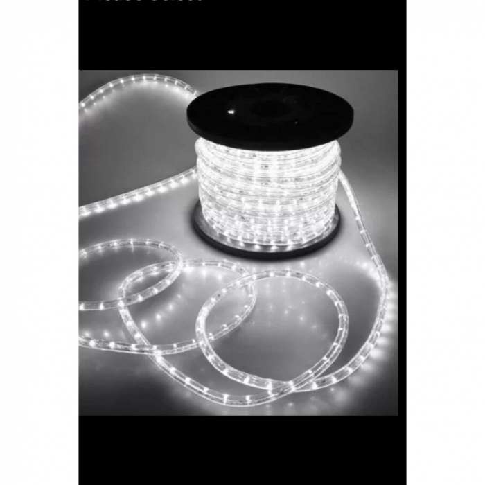 Rola led, furtun luminos de exterior, ALB RECE, 100 m, alimentator inclus [5]